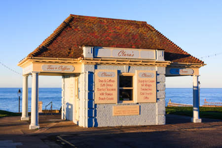 Seaside refreshment kiosk, closed for the season のeditorial素材