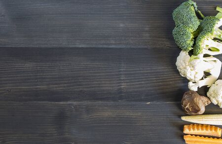 Fresh vegetables on the wooden background. Vegetables for health.の写真素材
