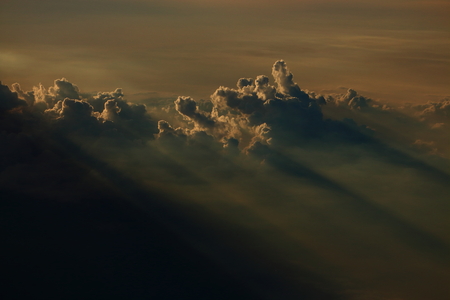 cloud and light beam over cloudの写真素材