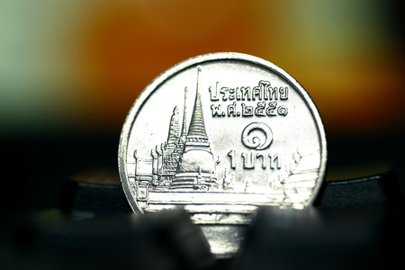 Thai baht coin macro.の写真素材