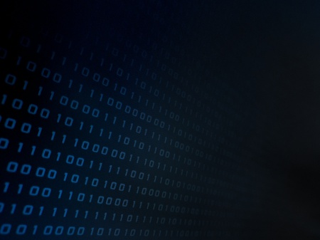 blue green binary code on computer screen. Blue green binary code background for internet, business, connection, technology and modern computer concepts.の写真素材