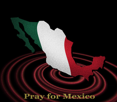 Mexico flag color on abstract shape of country. Pray for Mexico, 2017 earthquake. encouragement and well wishing concept.の写真素材
