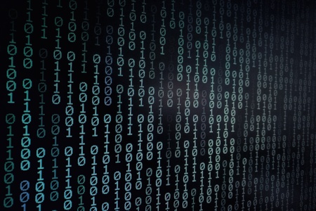 Computer data internet connection concepts. binary code numbers background on computer monitor for computer technology concepts. Private cyberspace business environmentの写真素材