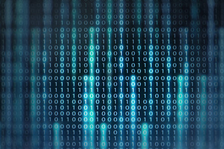 binary code future technology, blue cyber business security concept background, hi speed motion...