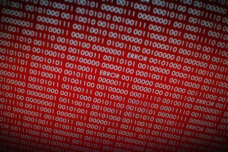 red binary code. computer technology background. red binary code computer language data transfers. unsecured and dangerous big data and ai artificial intelligence cyber network.の写真素材