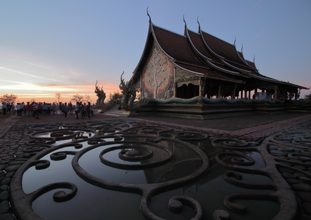 Ubon Ratchathani, Thailand. Sirindhornwararam Temple (Phu Prao Temple), in twilightのeditorial素材