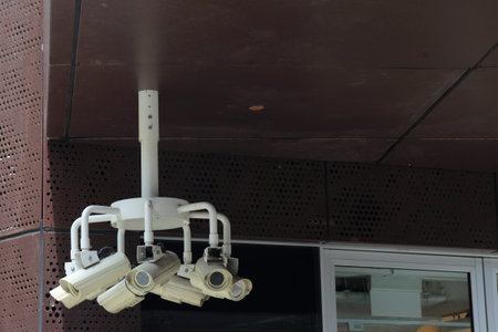 surveillance camera stationed in all direction.