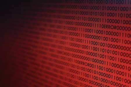 red binary code. computer technology background. red binary code computer language data transfers....