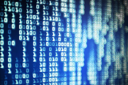 data science binary code. big data analysis. information flowing in matrix columns. one and zero...