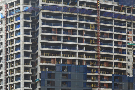 building under construction. reinforced concrete structure completed. work on cladding and exterior...