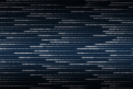 binary code flowing right to left. light growing white digital numbers. illustration background for...