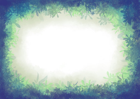 tropical frame floral template that combines various green leaves.