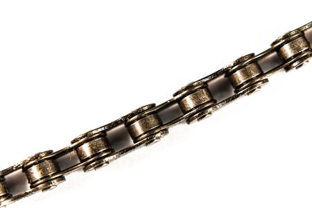 detail of a bicycle chain with white backgroundの写真素材