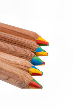 Togetherness, four colors right through each of the five pencilsの写真素材