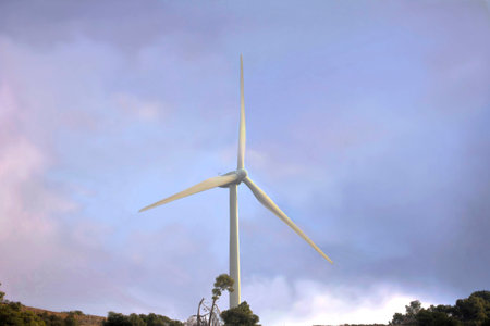Wind Turbine Natural Resource Aerofoil-Powered Generator part of a Wind Farm in Spainの写真素材