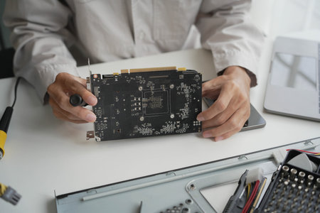 Computer Hardware dissemblers fixing computer PC.