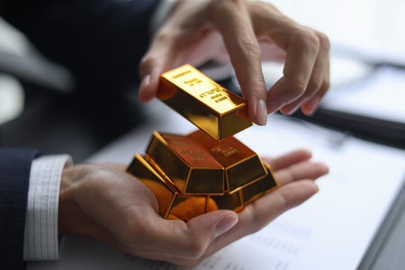 Gold investment. Strategic wealth management and secure gold commodity trading concept