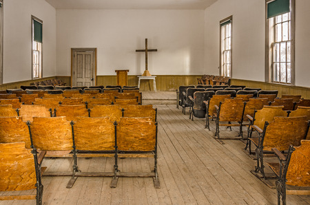 Interior of a nineteenth century church that was the only one in townのeditorial素材
