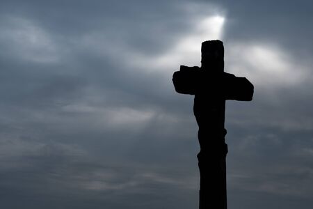 Cross on the Calvary Hill in Tata, Hungaryの写真素材