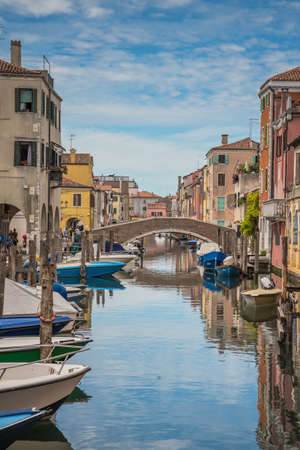 Summer landscape of lagoon, Chioggia, Italy.の写真素材