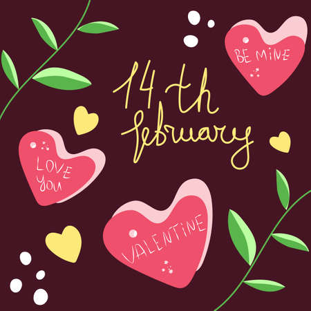 Hearts and balloons on dark backgroundのイラスト素材