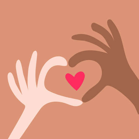 Illustration of two hands holding a heartのイラスト素材