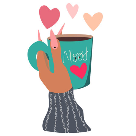 hand holding a cup with fashion manicureのイラスト素材