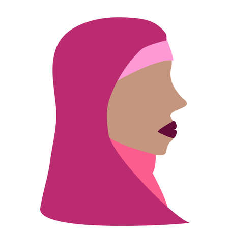 Portrain of girl with pink dress and closed headのイラスト素材