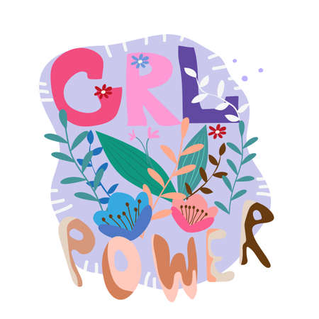 hand and girl power floralのイラスト素材