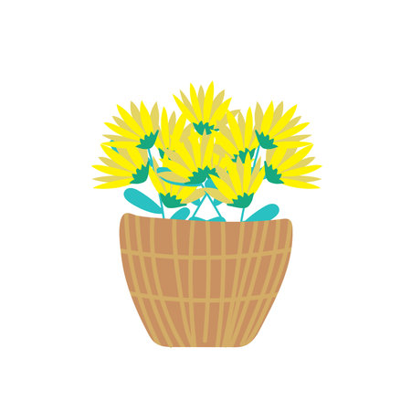 Cute spring Yellow bouquet on white backgroundのイラスト素材