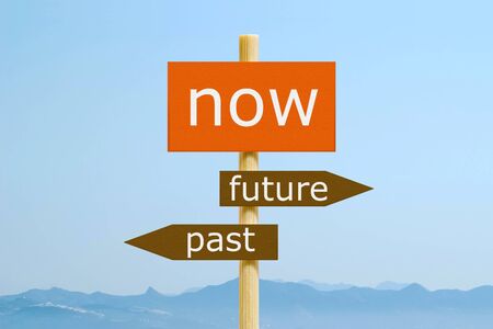 Now Past Future Imitation Signpostの写真素材