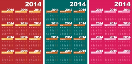 Vector illustration of 2014 calendars in German. のイラスト素材