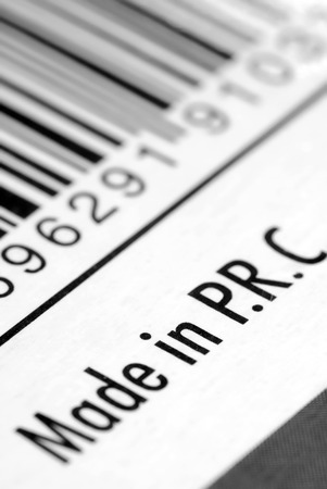 Macro photo of a made in China labelの写真素材