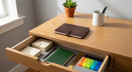 Modern Office Workspace Interior Background.