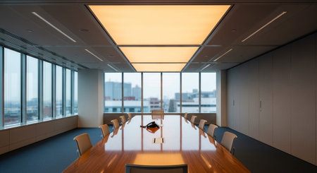 Modern Office Workspace Interior Background.