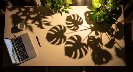 Modern Office Workspace Interior Background.