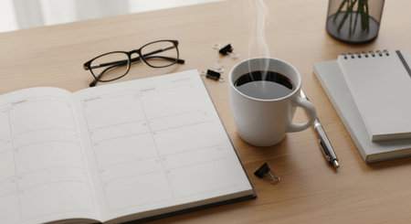 Modern Office Workspace Interior Background.