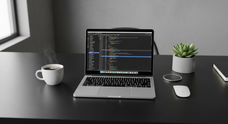 Modern Office Workspace Interior Background.