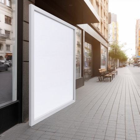 Blank white signboard on the street. 3d rendering.の素材