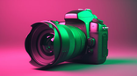 3d module of camera isolated on pink backgroundの素材