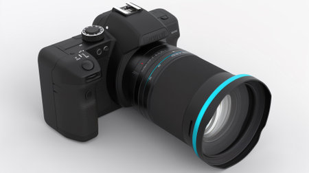 3d model of black camera isolated on white backgroundの素材