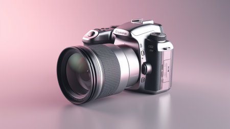 3d model of camera isolated on pink backgroundの素材