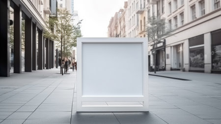 Blank white signboard on the street. 3d renderingの素材