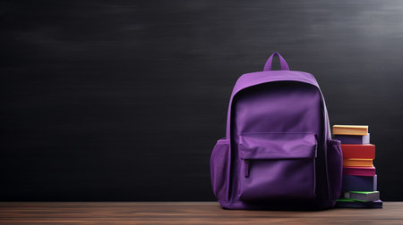 Kids School Bag on table, back to school conceptの素材