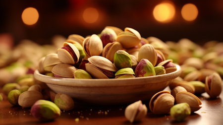 A bowl full of pistachiosの素材
