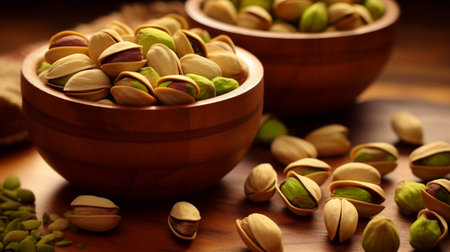 A bowl full of pistachiosの素材