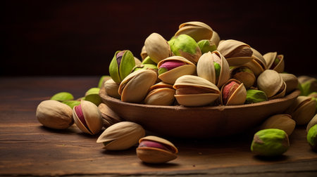 A bowl full of pistachiosの素材