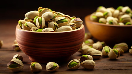 A bowl full of pistachiosの素材