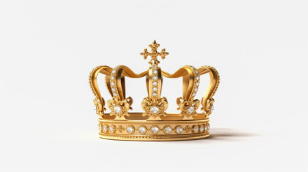 Gold Royal King Crown on white backgroundの素材