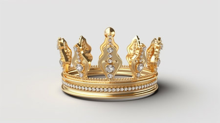 Gold Royal King Crown on white backgroundの素材